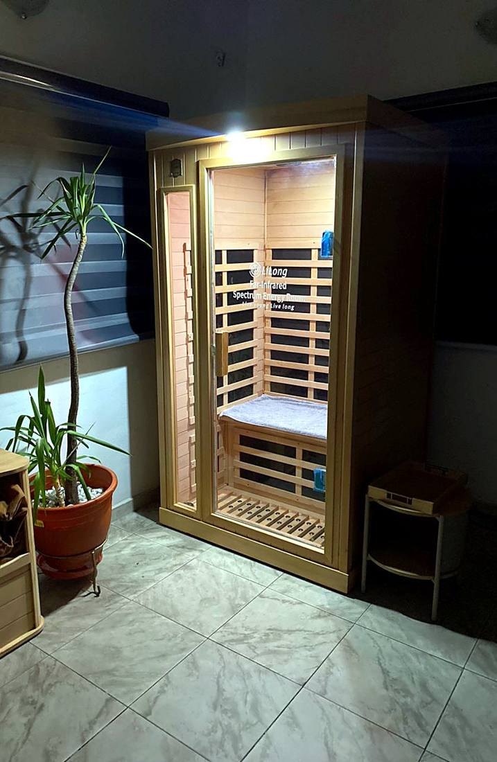 The far-infrared sauna cabin at JOES Energy House